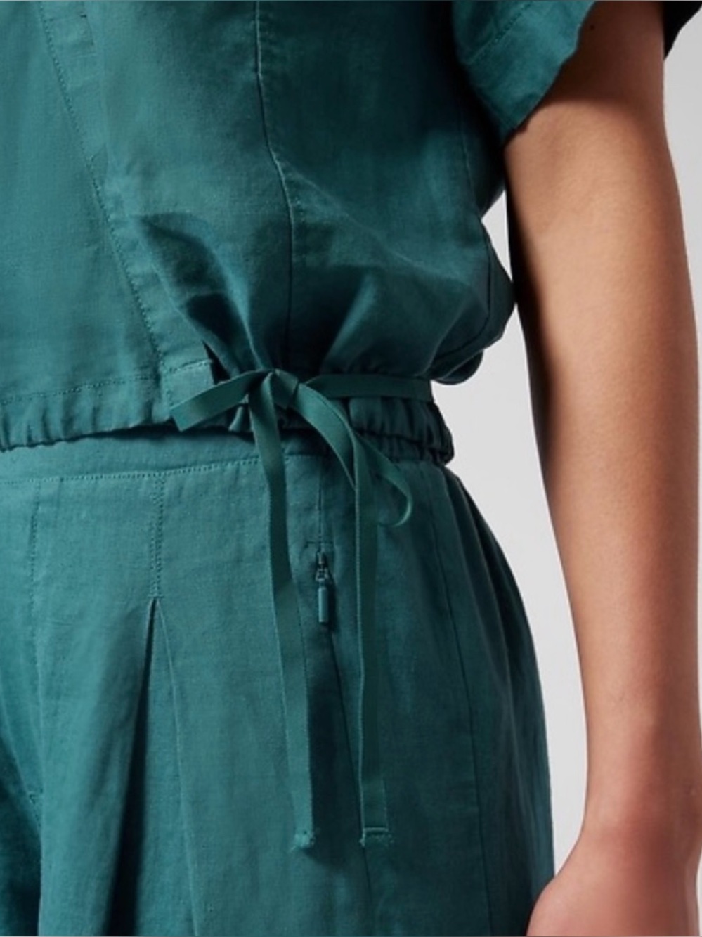 Athleta Teal Linen Wrap Blouse Size Xsmall - Picture 3 of 9
